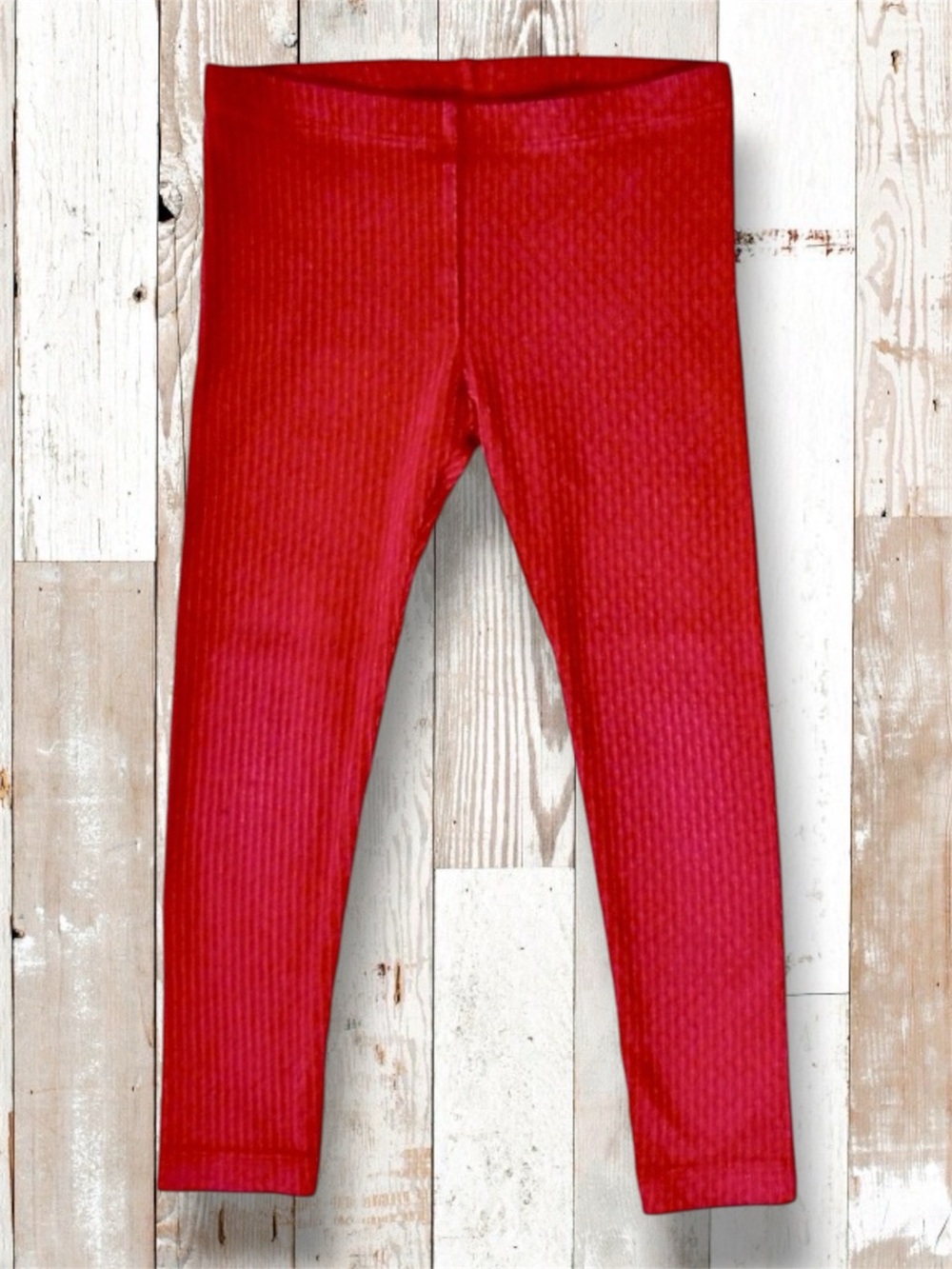 Tea Collection Girls Warm Red Ribbed Leggings • Size 5 • Like New